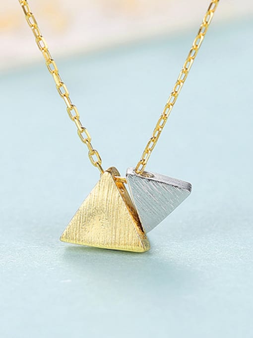 Gold 925 Sterling Silver with  Glossy  Simplistic Triangle Necklaces