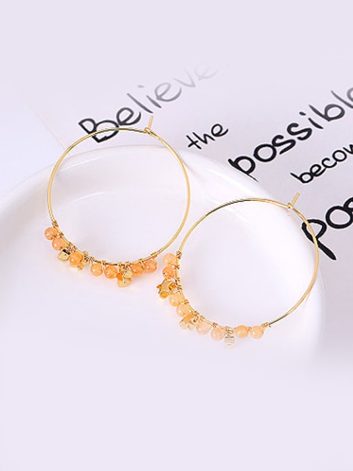 orange Women Exquisite Handmade Beaded Stud Earrings