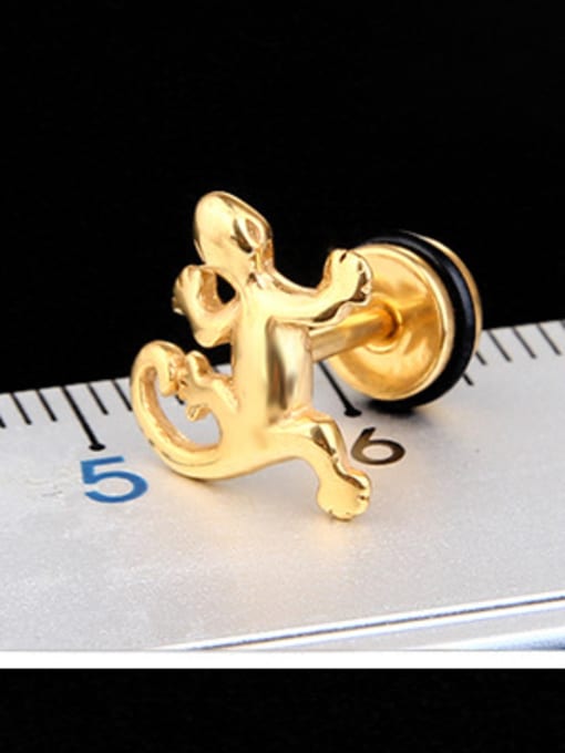 BSL Stainless Steel With Gold Plated Personality  gecko Stud Earrings 1