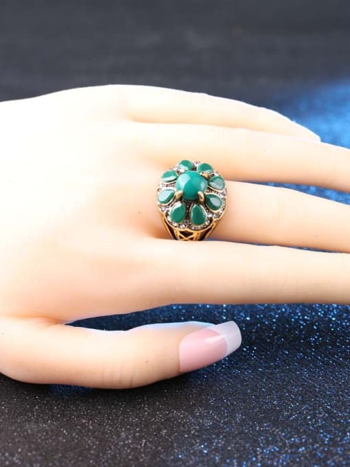 Gujin Retro style Noble Resin Stone Crystals Alloy Ring 1