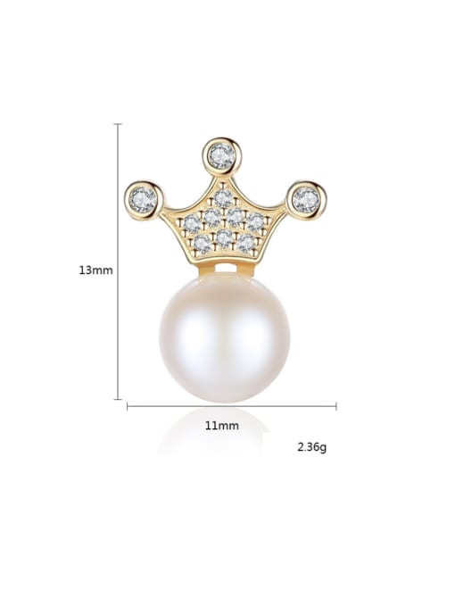 CCUI Sterling Silver 7-7.5mm natural freshwater pearl crown studs earring 3