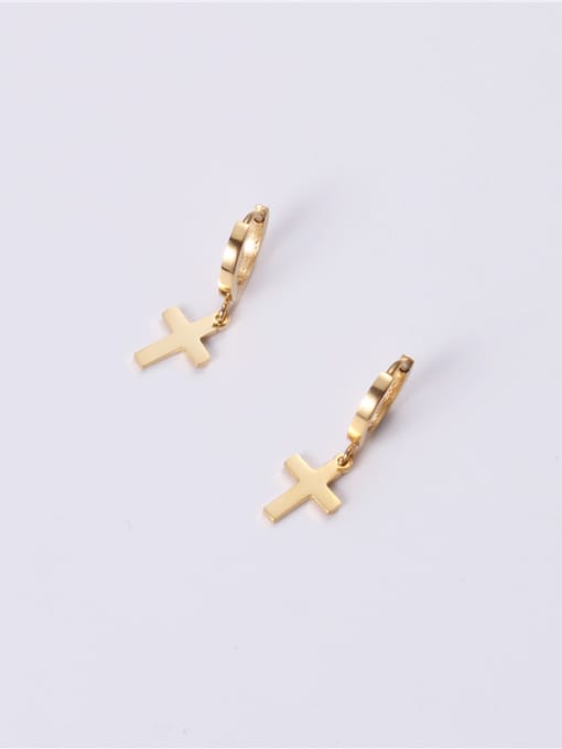 GROSE Titanium With Gold Plated Simplistic Cross Clip On Earrings 3