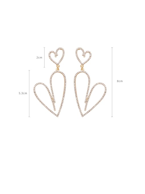 Girlhood Alloy With Rose Gold Plated Simplistic Heart Chandelier Earrings 3
