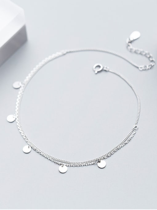 Rosh 925 Sterling Silver With Platinum Plated Fashion Round Anklets 0