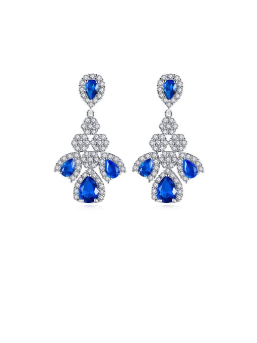 BLING SU Copper With White Gold Plated Luxury Water Drop Cluster Earrings