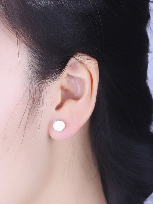 One Silver Fresh Round Shaped Stud Earrings 1