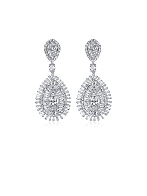 BLING SU Copper With Platinum Plated Luxury Water Drop Chandelier Earrings 0