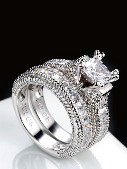 ZK Western Style Luxury Zircons White Ring 2