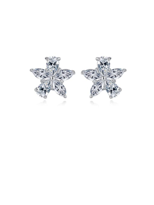 BLING SU Copper With Platinum Plated Cute Flower Stud Earrings 0
