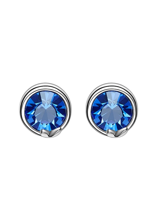 CEIDAI Simple Blue austrian Crystal Round Stud Earrings 0