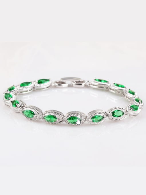 Green Leaves  Fresh Zircon Elegant Stylish Anti-allergic Bracelet