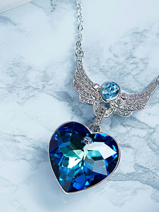 Blue Heart Shaped austrian Crystal Necklace
