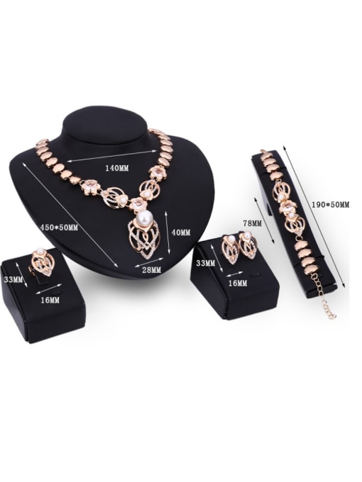 BESTIE Alloy Imitation-gold Plated Fashion Artificial Pearl Four Pieces Jewelry Set 2