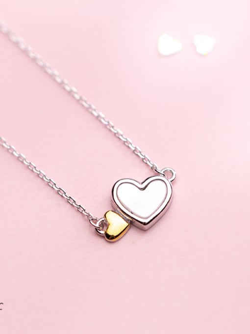 Rosh S925 Silver Necklace Pendant, female fashion, sweet love necklace, temperament, heart and soul, clavicle chain D4294 0