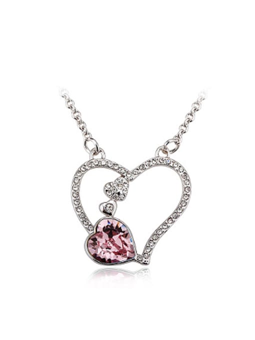 OUXI Fashion Heart shaped Crystal Rhinestones Necklace