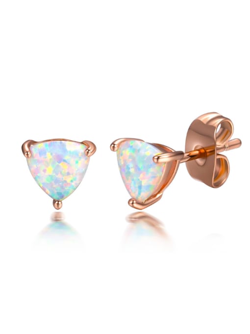 UNIENO Triangle Shaped White Blue Opal Stud Earrings 2