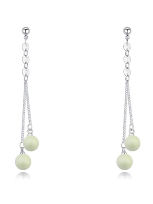 green Simple Imitation Pearls Alloy Drop Earrings
