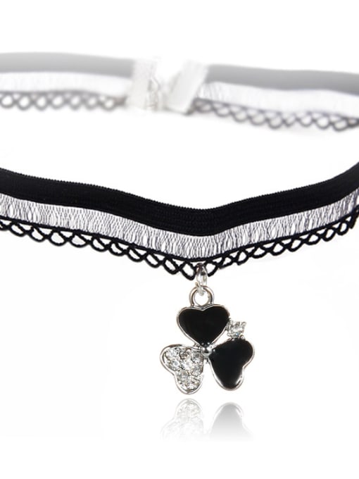 X269 Lucky Grass Stainless Steel With Fashion Animal/flower/ball Lace choker Necklaces