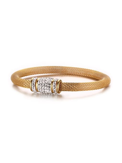 CONG Exquisite Gold Plated Net Shaped Zircon Band Bracelet 0