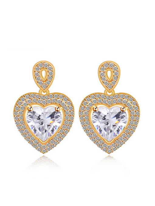 White 2018 Copper Alloy 18K Gold Plated Fashion Heart-shaped Zircon stud Earring
