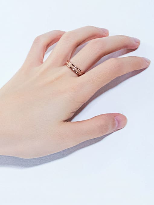 Open Sky Stainless Steel With Rose Gold Plated Simplistic Round Band Rings 1