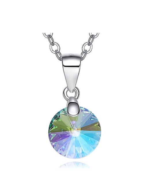 multi-color Simple Round austrian Crystal Pendant Copper Necklace