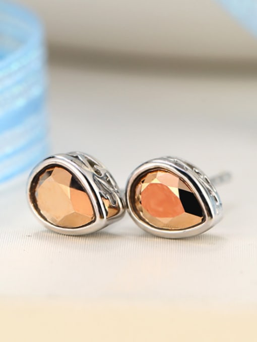 Rose Gold Copper Alloy White Gold Plated Water Drop Artificial Crystal stud Earring