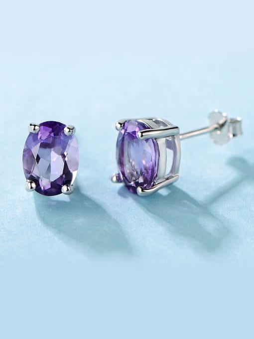 UNIENO Purple Crystal stud Earring 0
