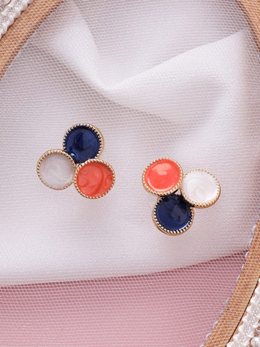 Girlhood Alloy With Gold Plated Fashion Round Stud Earrings 2