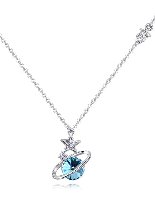 blue Simple Little Star Round austrian Crystal Alloy Necklace