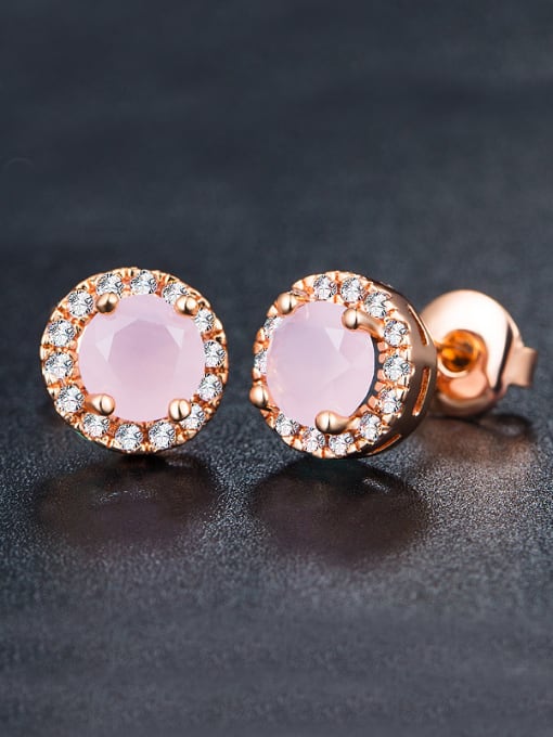 UNIENO Round Pink Zircon Cluster earring 0