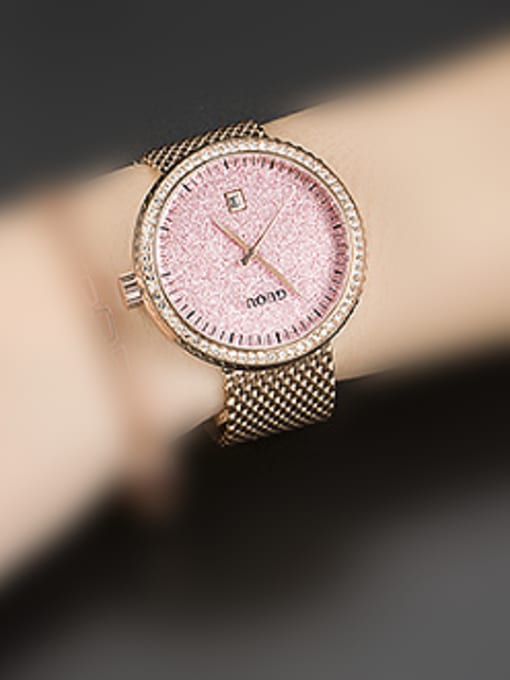 pink GUOU Brand Luxury Numberless Women Watch