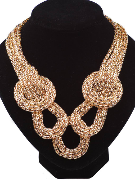 Qunqiu Exaggerated Multi-layers Rose Gold Plated Alloy Necklace 0