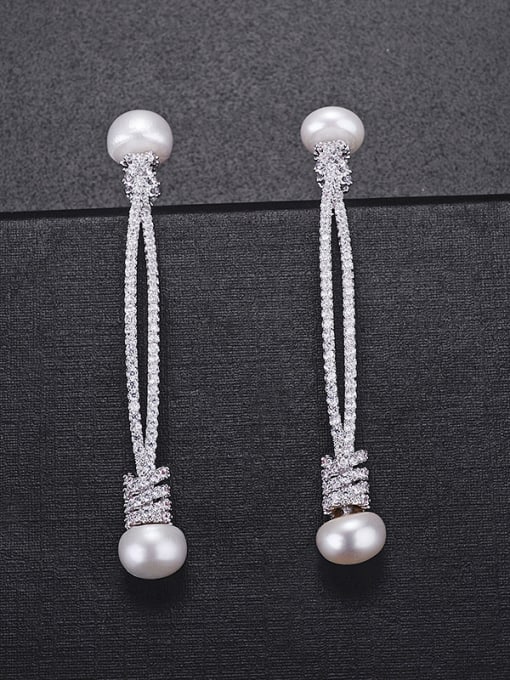 ALI New type of zircon cords to imitate Pearl Earrings 1