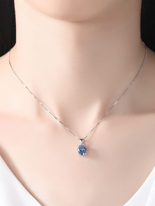 CCUI Sterling silver sky blue semi-precious stones minimalist necklace 1