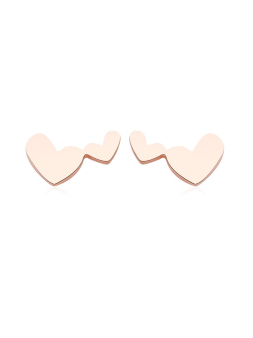 Rose Gold Women Love Heart Shaped Titanium stud Earring