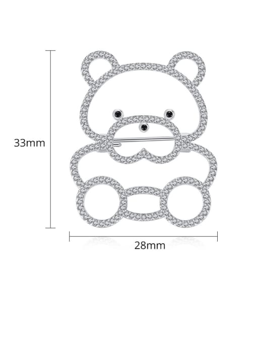 BLING SU Copper With Platinum Plated Cute Bear Brooches 2