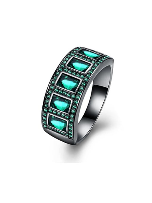 OUXI Personalized Rectangular Zircon Rhinestones Ring