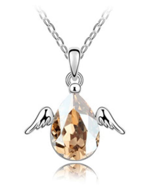 QIANZI Simple Water Drop austrian Crystal Little Angel Wings Alloy Necklace 1