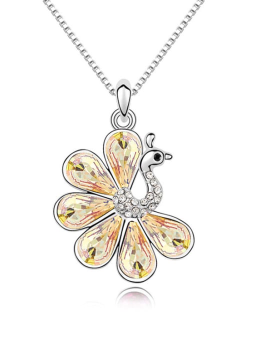 light yellow Fashion Water Drop austrian Crystals Peacock Alloy Necklace