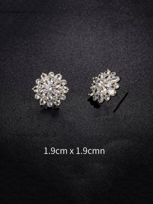Mo Hai Copper With Platinum Plated Personality Snowflake Stud Earrings 3