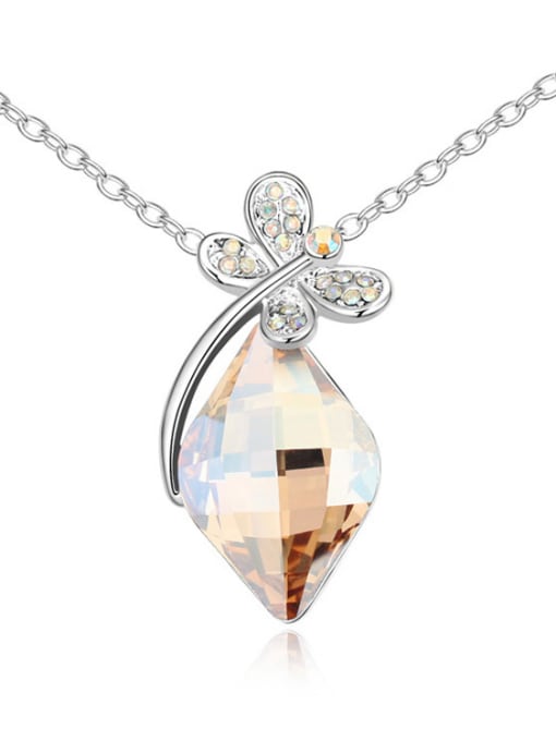 QIANZI Exquisite Rhombus austrian Crystal Shiny Dragonfly Alloy Necklace 2