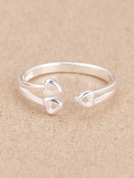 Peng Yuan Heart shapes Silver Opening Midi Ring 0