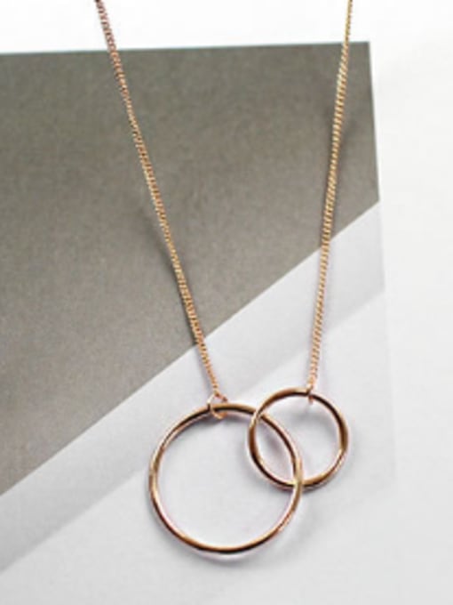 Rose Gold Sterling silver fashion personality simple glossy double circle necklace