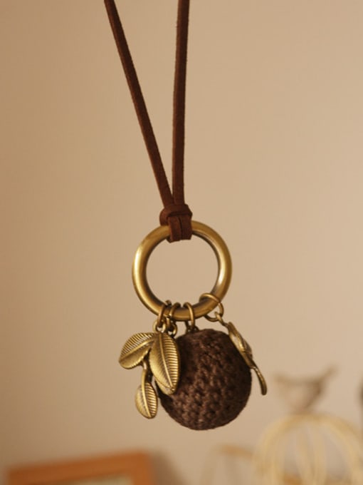 Dandelion Women Knitting Ball Leaf Shaped Necklace 0