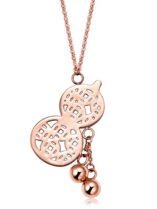 JINDING Rose Gold Titanium Steel Classic Gourd Necklace 0