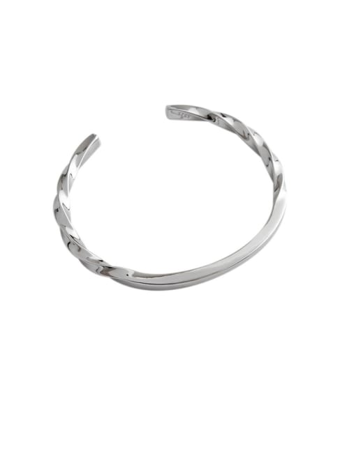 DAKA 925 Sterling Silver With Platinum Plated Simplistic Twist Opening Bangles 3