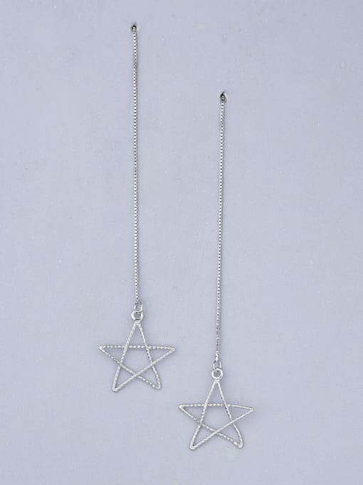 One Silver Charming Hollow Star Shaped Line Earrings 3