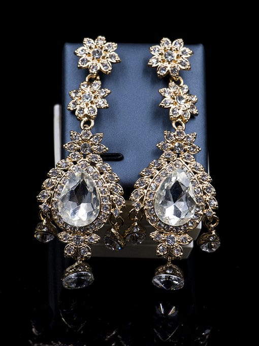 Lan Fu Exaggerated Cubic Glass Rhinestones Two Pieces Jewelry Set 1
