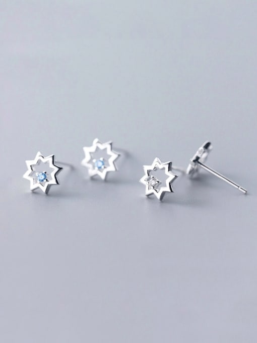 Rosh 925 Sterling Silver With Silver Plated Simplistic Octagonal star Stud Earrings 0